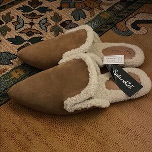 SPLENDID Liza SUEDE Caramel Faux Shearling MULES Ugg Slipper INDOOR / OUTDOOR 10